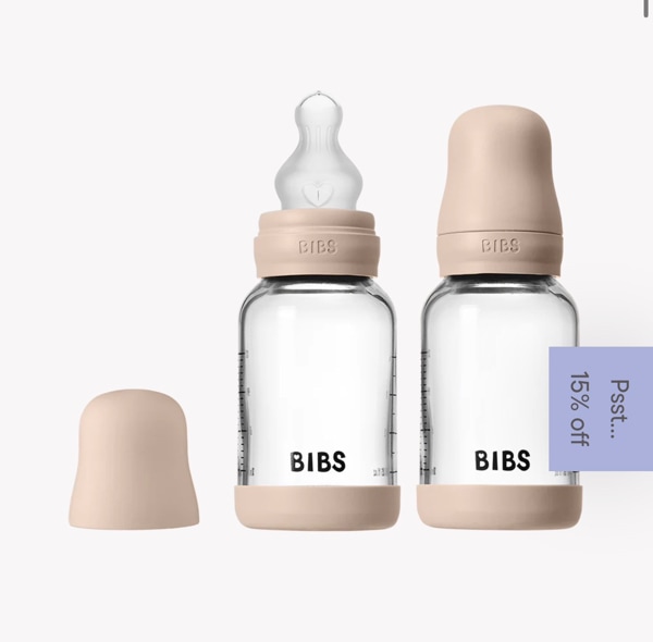 BIBS Glass Baby Bottle 4oz Silicone 2-Pack Blush | Slow Flow – Bibsworld store US