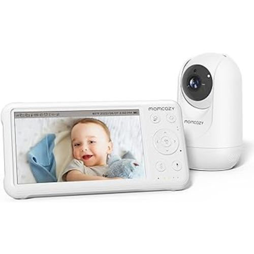 Momcozy Video Baby Monitor, 1080P 5" HD Baby Monitor with Camera and Audio, Infrared Night Vision, 5000mAh Battery, 2-Way Audio, Temperature Sensor, Lullabies and 960ft Range, Ideal for New Moms