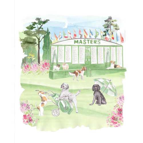 Nursery Art print Dogs playing golf Masters Augusta Clubhouse // Hole 12 // Kids room // Augusta National Nursery // Golfing Theme Nursery