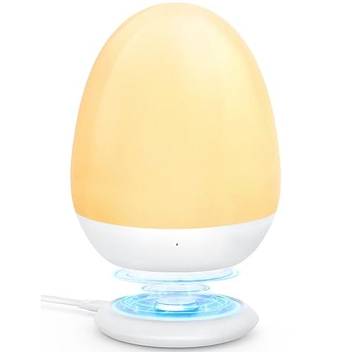 MediAcous Night Lights for Kids Room, Baby Night Light with Stable Charging Pad, Dimmable Kids Night Light with 1H Timer & Touch Control, ABS+PC LED Egg Lamps for Breastfeeding, Up to 200H