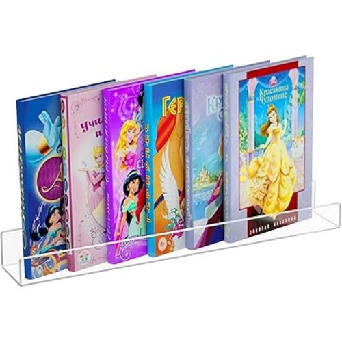 NIUBEE Acrylic Invisible Floating Bookshelf 24 inch,Kids Clear Wall Bookshelves Display Book Shelf,50% Thicker with Screwdriver
