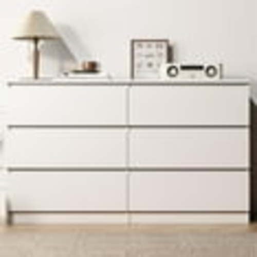 Kadyn Modern 6-Drawer Chest of Drawers Dresser, White Finish, Storage Cabinet for Bedroom, Living Room, and Nursery
