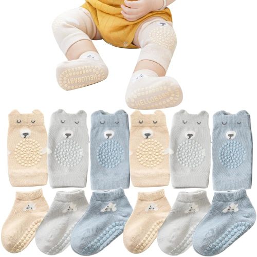 Unisex Baby Crawling Anti-Slip Knee Pads and Socks,Save Baby Knee and Ankle,Baby Walker Essentials