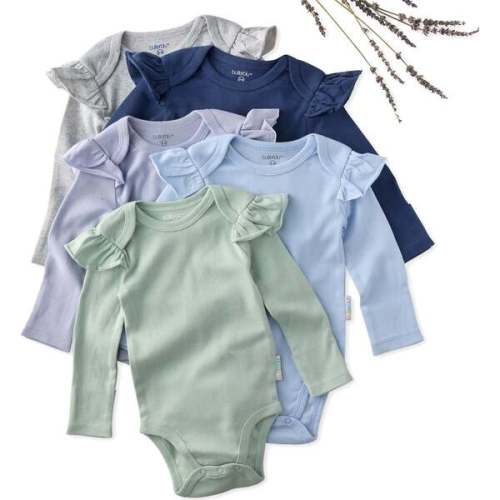 ASHLEY 5-Pack Long Sleeve Ruffle Bodysuits, Frost - butterblu | Maisonette