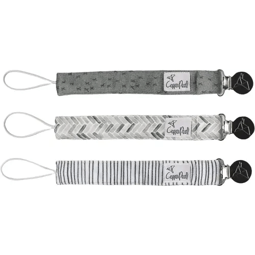 Copper Pearl Pacifier Clip 3-Pack: Premium Knit Binky Clips for Baby Girls and Boys - Stylish Stainless Steel Pacifier Holder Clip - Baby Pacifier Clips for No More Floor Drops - Alta