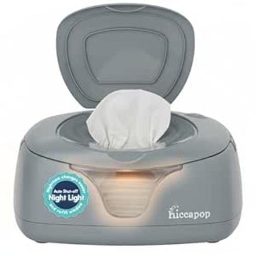 Hiccapop Baby Wipe Warmer and Baby Wet Wipes Dispenser | Baby Wipes Warmer for Babies | Diaper Wipe Warmer with Changing Light, Gray