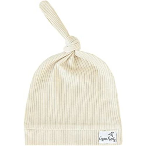 Copper Pearl Baby Beanie Hat Top Knot Stretchy Soft
