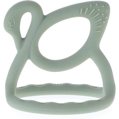 Baby Teething Toy, BPA Free Silicone Swan Shape Teether for Babies 6 Month+, Easy to Clean, Pack of 1 (Sage)