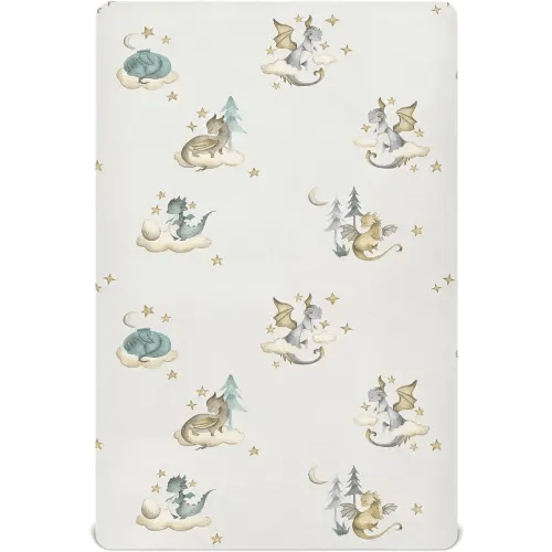 Crib Sheets for Boys Girl Dragon Baby Breathable Mini Crib Mattress Sheets Fitted,Toddler Baby Sheets for Crib Mattress Soft & Breathable 39 * 27 * 5In