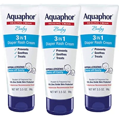 Aquaphor Baby Diaper Rash Cream, 3-in-1 Diaper Rash Relief, 3.5 Oz Tube, Pack of 3