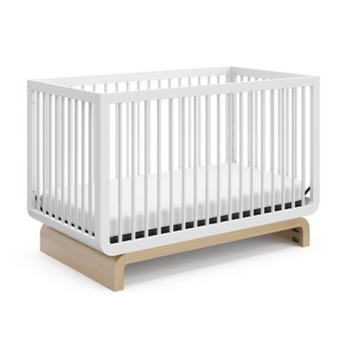 Storkcraft Santorini 5-In-1 Convertible Crib, Color: White/Driftwood