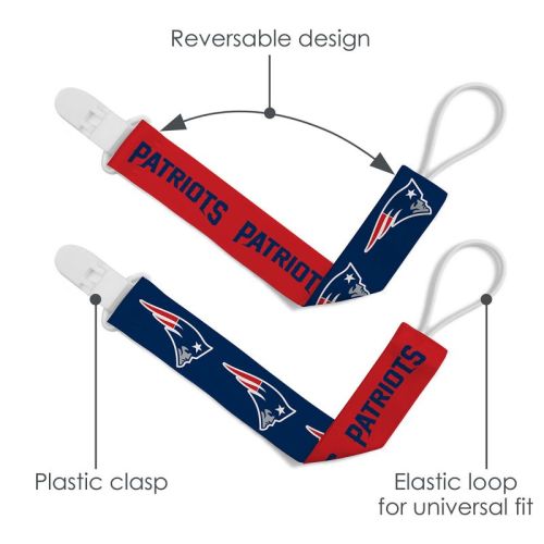 BabyFanatic Officially Licensed Unisex Pacifier Clip 2-Pack - NFL New England Patriots - Officially Licensed Baby Apparel