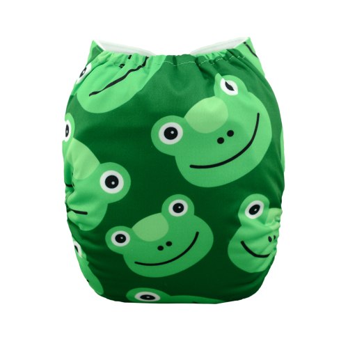 ALVABABY Positioning Cloth Diaper - One Size Adjustable Washable &amp; Reusable Diaper for Babies and Toddlers Frog(YD37A)