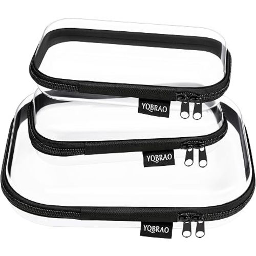 YQBRAO Clear Hard Shell Organizer Cases, Black, 3-Pack