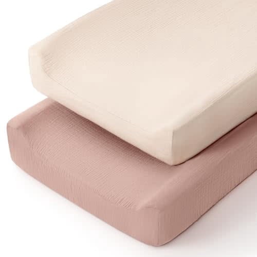 Muslin Changing Pad Cover: Baby Diaper Changing Table Pad Cover - Changing Pad Sheets for Girls Boys S-Cream & Sand