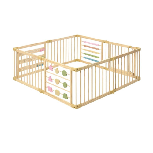 Wooden Playpen Extra Large for Toddlers and Babies - Foldable, Expandable, Adjustable - 8-10 Panels - Natural Wood - Unisex - Playpen