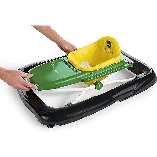 Bright Starts John Deere 4-in-1 Gator Green Baby Activity Center & Push Walker with Removable Interactive Steering Wheel Toy, 6 Months and up