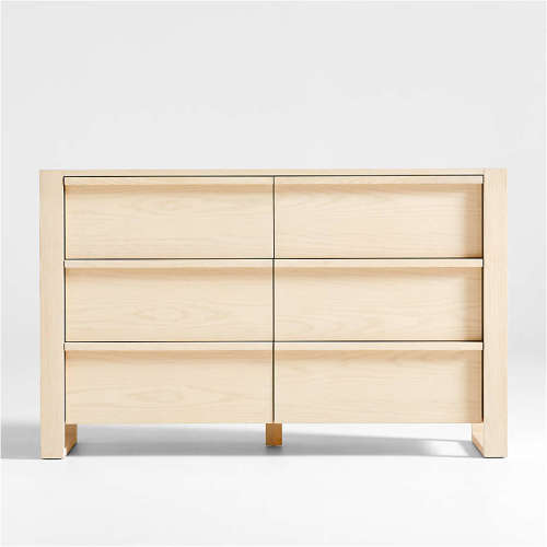 Gemini Kids Light Ash Wood 6-Drawer Wide Dresser