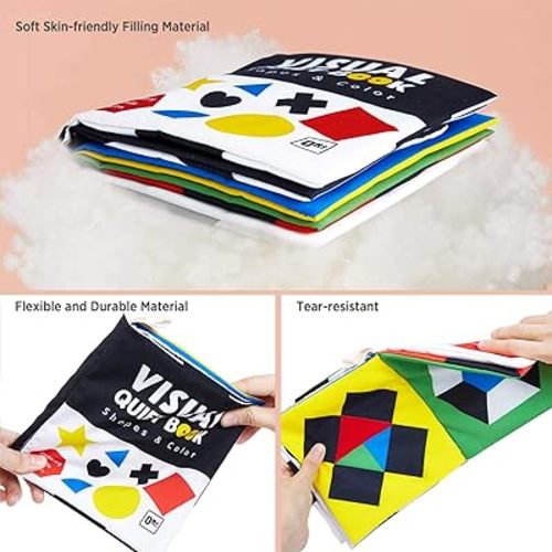 beiens High Contrast Black and White Baby Book - Touch and Feel Crinkle Sensory Toy - Visual Stimulation Interactive Montessori Toys for 0-12 Months Infant Newborn - Baby Gift for Boys Girls