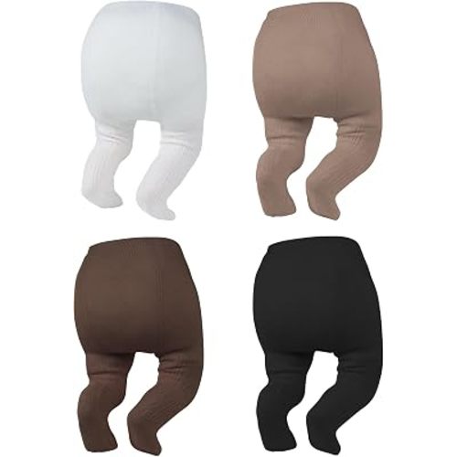 Zando 4 Pack Baby Girl Tights Cable Knit Cotton Winter Stockings 0-12M