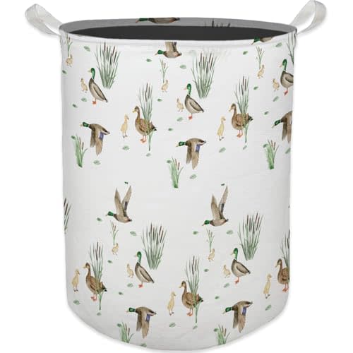 HKTZM Mallard Duck Kids Laundry Basket, Toybox for Boys Girls Room, Duck Laundry Basket Hamper Waterproof Collapsible Clothes Toys Storage Bin Organizer for Bedroom Bathroom Kids Room Dorm