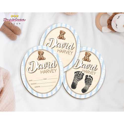 Cute Bear Baby Announcement Sign, Baby Birth Stats Sign, Hospital Baby Name Sign, Baby Shower Gift, Baby Wooden Sign, Newborn Gift