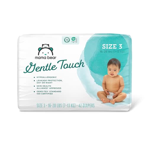 Amazon Brand - Mama Bear Gentle Touch Diapers, Hypoallergenic, Size 3, 42 Count, White