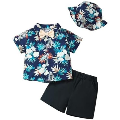 XUANHAO Toddler Baby Boy Clothes Summer Outfits Short Sleeve Button Down Shirts Shorts Clothing Boy Hawaiian Outfit Set
