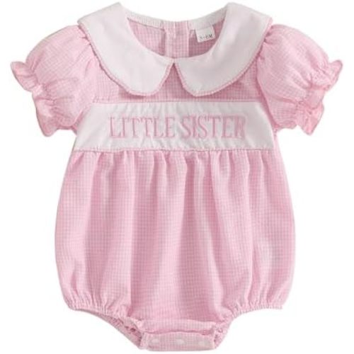 Sister Matching Outfit Toddler Baby Girl Summer Short Sleeve Smocked Romper Plaid Bubble Dress