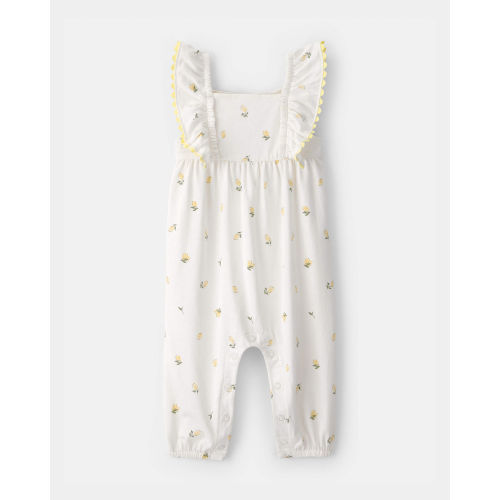 Baby Girl Ruffle-Sleeve Lemon Jumpsuit - Ivory - Carter's | Carter's
