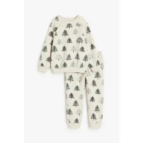 2-piece Sweatsuit, Natural white/pine trees - size 2T (1 1/2-2Y)