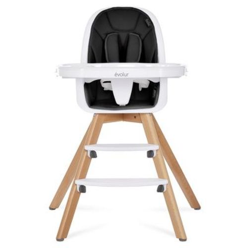 Evolur Zoodle 2 In 1 Baby High Chair, Easy To Clean, Removable Tray, Compact And Portable Convertible High Chair For Babies And Toddlers, Black