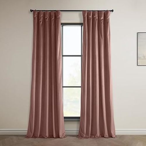 HPD Half Price Drapes Heritage Plush Velvet Curtains 96 Inches Long Room Darkening Curtains for Bedroom & Living Room 50W x 96L, (1 Panel), Wild Rose