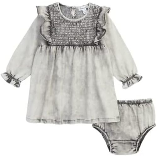 Splendid baby-girls Washed Grey Denim Smocked Dress