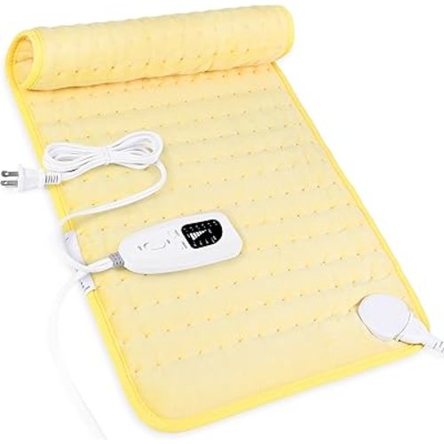 Heating Pad-Electric Heating Pads for Back,Neck,Abdomen,Moist Heated Pad for Shoulder,Knee,Hot Pad for Arms and Legs,Dry&Moist Heat & Auto Shut Off(Yellow, 12''×24'')