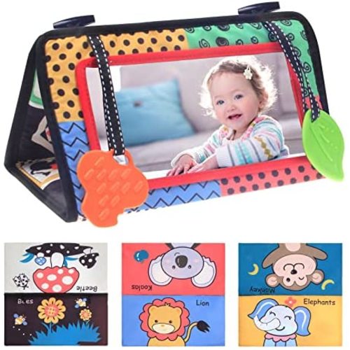 JOLIE VALLÉE TOYS & HOME Baby Mirror Toy Infant Soft Book High Contrast Babies Toy Touch and Feel Crinkle Book for 0-6months Toddler Toys (Colorful Soft Toy for Baby Girl&boy)