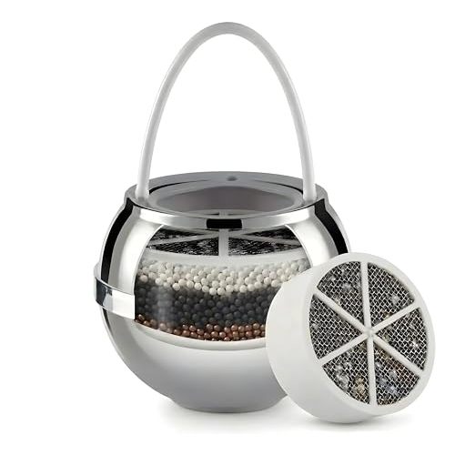 Crystal Quest Bath Ball Filter for Tub Faucet, Bathtub Water Filter, BPA-Free Bathtub Filter, Removes Chlorine, Lead & Impurities, Improves Skin, Hair & Nails, with Extra Cartridge - Chrome
