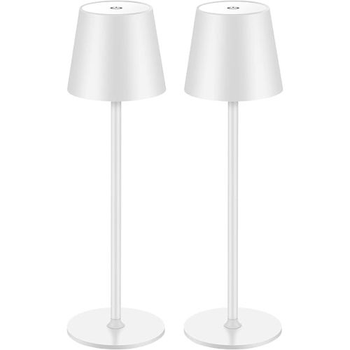 BGFHome 2Pack Cordless Table Lamp LED Desk Lamp,5000mAh Rechargeable Touch Night Light Wireless Minimalist Design for Couple Dinner/Restaurant/Bedroom/Bars/Outdoor Party/Camping/Coffee Shop(White
