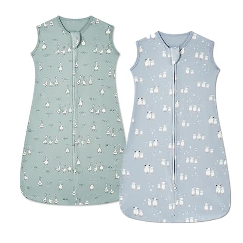 insular Wearable Blanket 2 Pack Cotton Baby Sleep Sack with 2-Way Zipper for Boys Girls Unisex