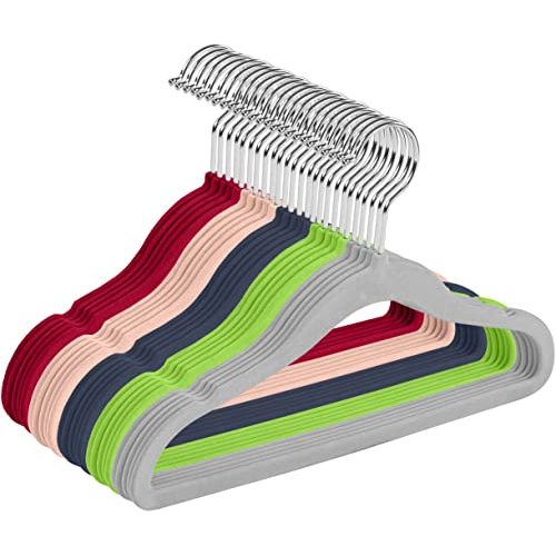 Utopia Home Kids Hangers Velvet (50 Pack) - 11 Inch Durable Baby Hangers for Closet - Perfect Toddler Hangers Non Slip for Everyday Use (Multicolor)