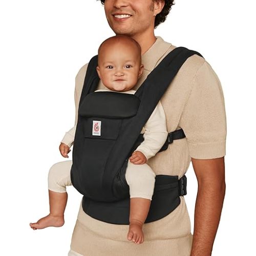 Ergobaby Omni Deluxe All Carry Positions Breathable Cotton Baby Carrier with Enhanced Lumbar Support and Lightweight Comfort, Newborn to Toddler, (Holds 7-45 lbs), Onyx Black