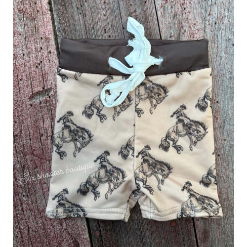 Wild ride cowboy swim trunks