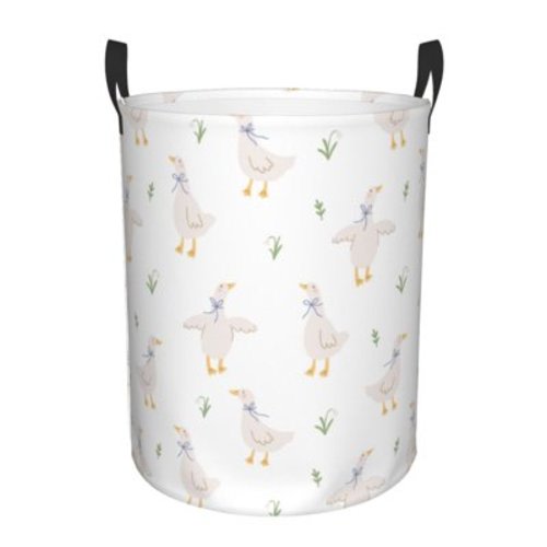 Large Laundry Basket with Handles - Cartoon Cute Funny Duck Tulip Kids Baby Dirty Clothes Laundry Hamper for Bedroom Aesthetic