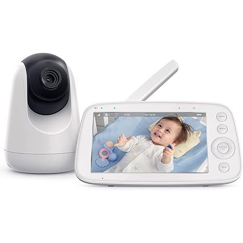 HiPP Baby Monitor, 5" 720P Video Baby Monitor with Pan-Tilt-Zoom Camera, Audio and Visual Monitoring, Infrared Night Vision and Thermal Monitor,2-Way Talk, 900ft Range, 4500mAh Rechargeable Battery