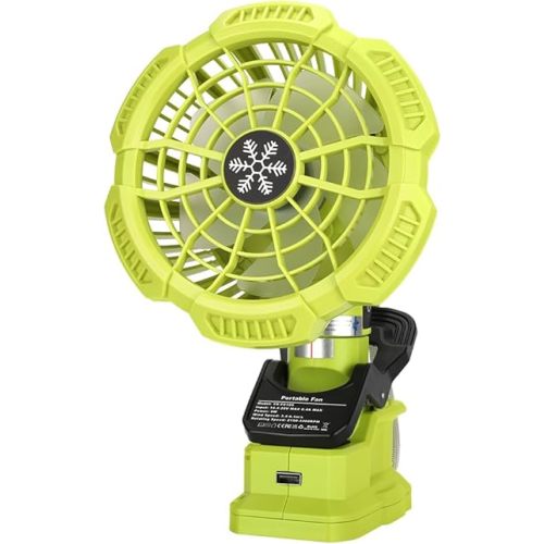 WaxPar Clip Fan Compatible with Ryobi 18V Battery, 3 in 1 Camping Cordless Clamp Fan with USB Port 3 Speed Settings, Clamping Capacity, Adjustable Head