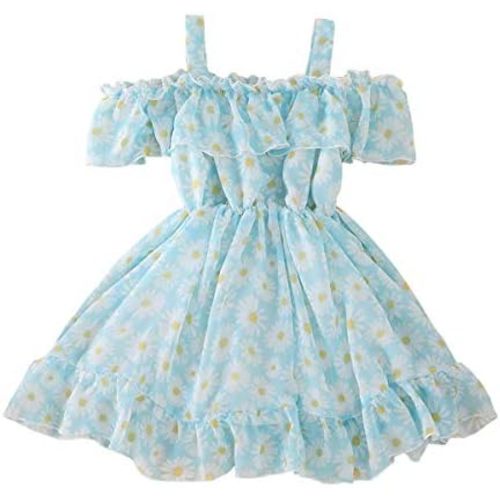 Toddler Baby Girls Summer Dress Chiffon Princess Tutu Dress Floral Beachwear Suspender Sundress Skirt Little Girl Clothes