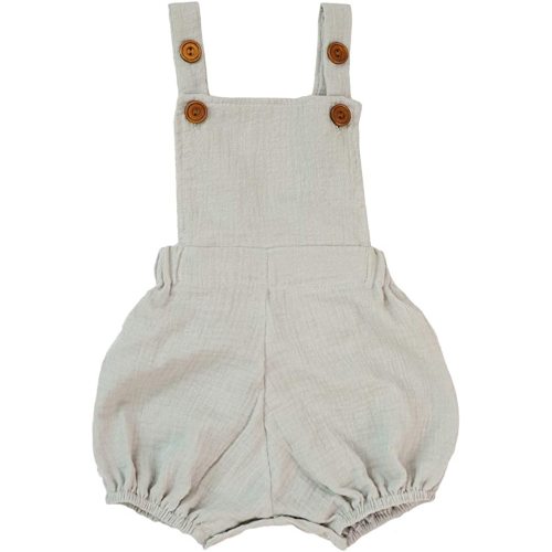 Luckikikids Baby Boy Romper Organic Cotton Double Gauze Toddler Kids Boys - Grey