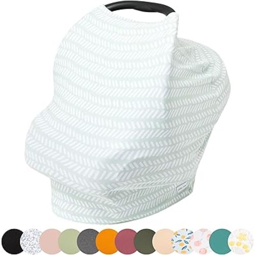Breathable Nursing Cover Up and Car Seat Cover for Babies Simka Rose - Breastfeeding Cover for Baby Boy & Girl - Adjustable Stretchy Infant Carseat Canopy Carrier Cover for Summer - Must Have Registry