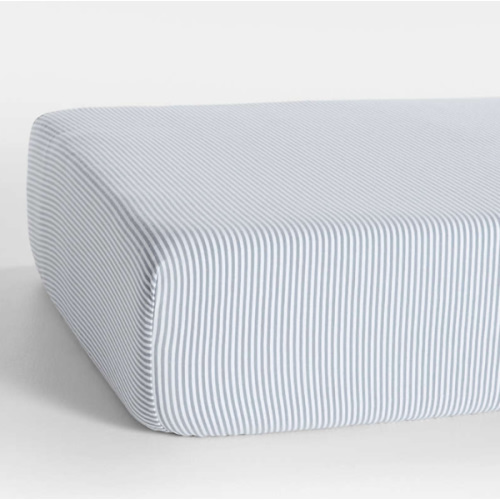 Baby's First Blue Stripe Organic Cotton Heathered Jersey Baby Crib Fitted Sheet