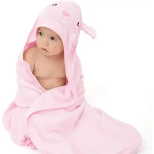 Touchat Hooded Baby Towels, Soft and Hypoallergenic Baby Bath Towels with Hood for Toddler Infant Newborn, Large and Absorbent Toddler Towels for Baby Boy Girl (Rabbit, 35.1''x35.1'')